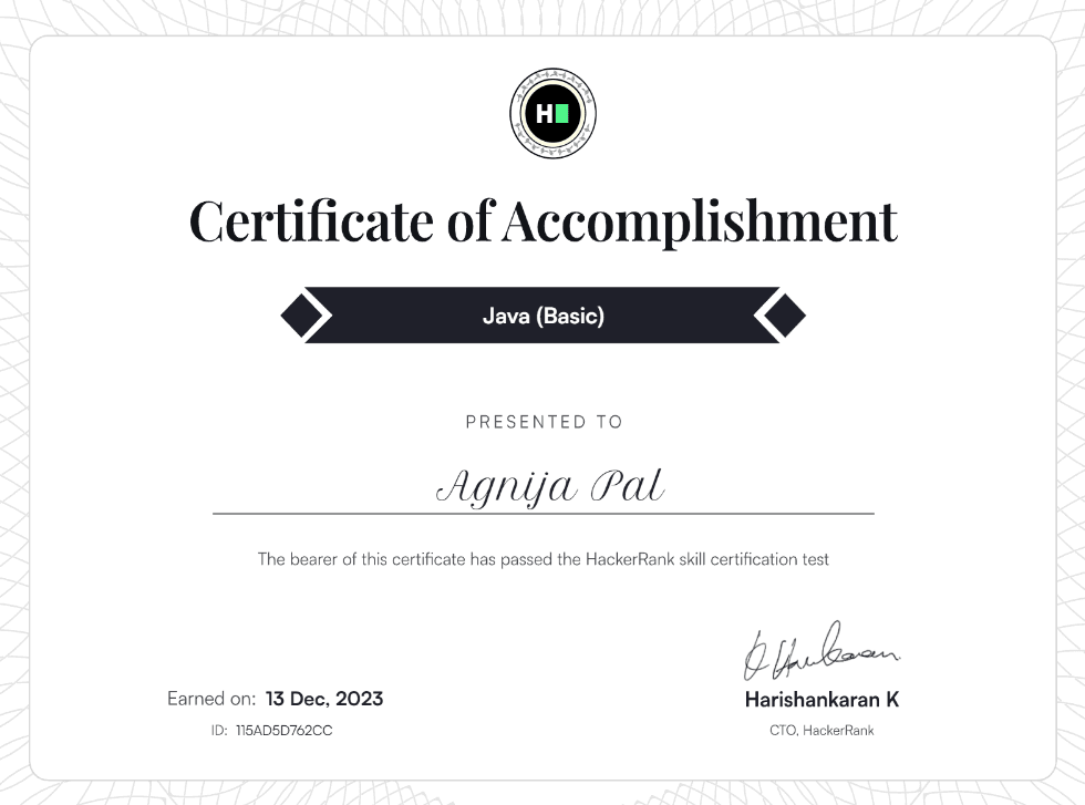 HackerRank Java (Basic) Certificate