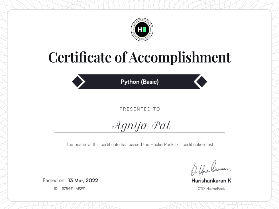 HackerRank Python (Basic) Certificate